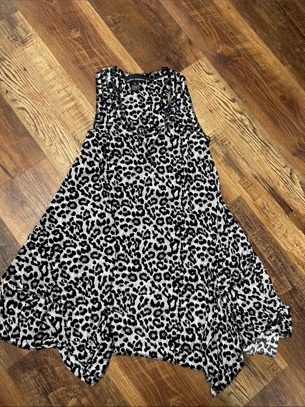 Isabella Rodriguez Black and White Leopard Swing Dress